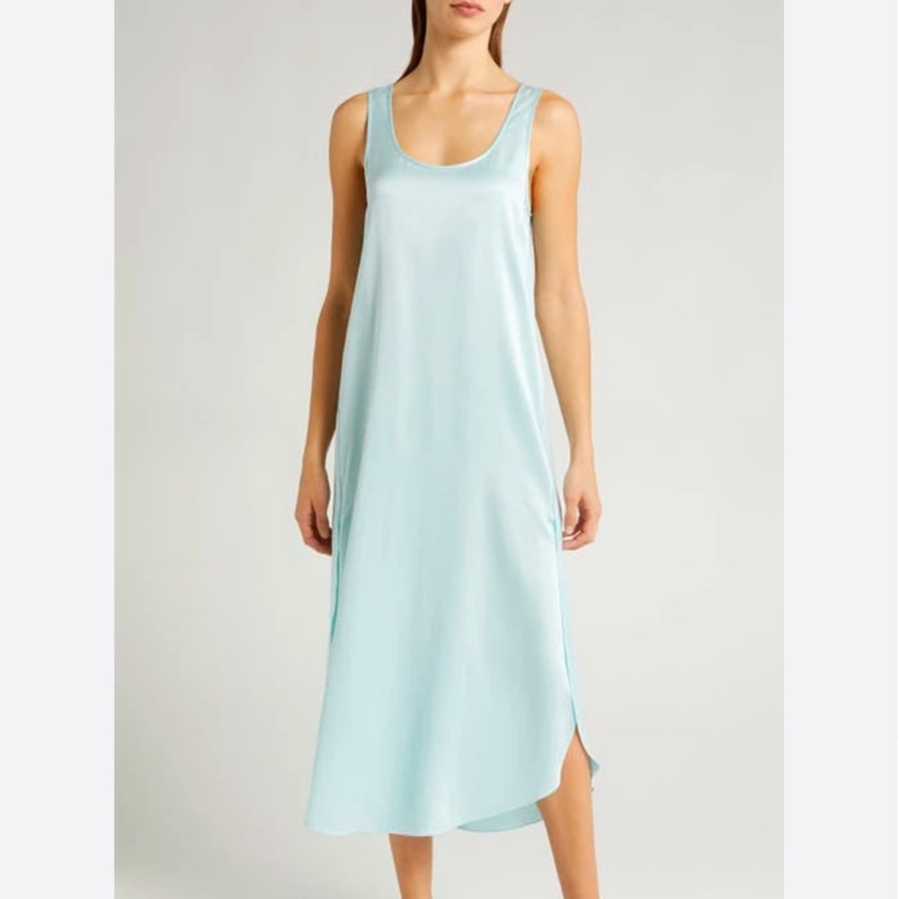 LUNYA NWOT Washable Silk Tulip Dress in Infinity Blue Size XS